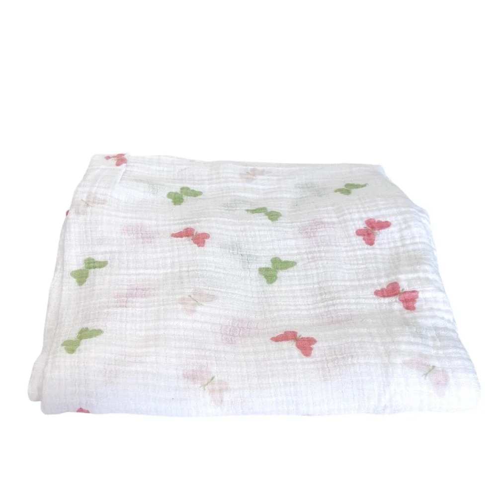 Aden + Anais Unisex Cotton Muslin Swaddle Blanket Set OS White Butterfly Chevron
